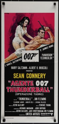 5g0181 THUNDERBALL Italian locandina R1980s art of Sean Connery as James Bond 007 by Ciriello!