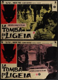 5g0335 TOMB OF LIGEIA 6 Italian 18x27 pbustas 1966 Roger Corman, Edgar Allan Poe, cat border art!