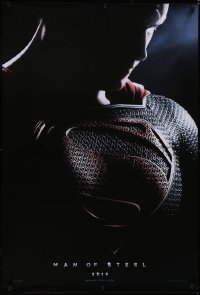 5g0889 MAN OF STEEL teaser DS 1sh 2013 close-up of Henry Cavill in the title role as Superman!