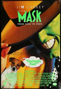 5g0623 MASK 27x40 video poster 1994 great super close up of wacky Jim Carrey in full make-up!