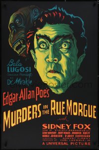 5g0572 MURDERS IN THE RUE MORGUE S2 poster 2000 great horror art of spookiest Bela Lugosi & ape!