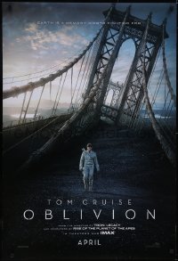 5g0921 OBLIVION teaser DS 1sh 2013 Morgan Freeman, cool image of Tom Cruise on bridge!