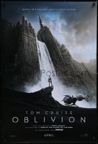 5g0920 OBLIVION teaser DS 1sh 2013 Morgan Freeman, image of Tom Cruise & waterfall in city!