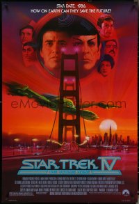 5g1019 STAR TREK IV 1sh 1986 art of Leonard Nimoy, Shatner & Klingon Bird-of-Prey by Bob Peak!