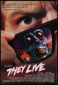 5g1051 THEY LIVE DS 1sh 1988 Rowdy Roddy Piper, John Carpenter, he's all out of bubblegum!