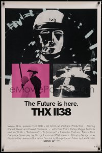 5g1054 THX 1138 1sh 1971 first George Lucas, Robert Duvall, double inset images, rare unfolded!