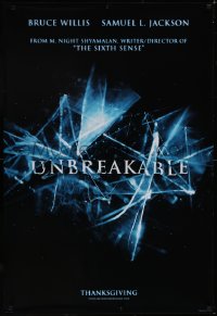 5g1066 UNBREAKABLE teaser DS 1sh 2000 M. Night Shyamalan directed, Bruce Willis, Samuel L. Jackson!