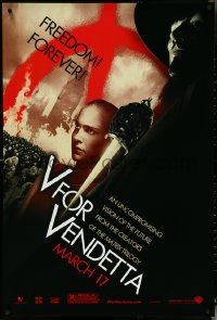 5g1068 V FOR VENDETTA teaser 1sh 2005 Wachowskis, Natalie Portman, Hugo Weaving, city in flames!
