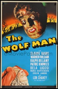5g0574 WOLF MAN S2 poster 2000 art of Lon Chaney Jr. in the title role as the werewolf monster!
