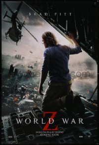 5g1087 WORLD WAR Z teaser DS 1sh 2013 Brad Pitt in rear door over city, zombie apocalypse!
