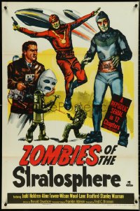 5g1093 ZOMBIES OF THE STRATOSPHERE 1sh 1952 cool art of aliens with guns including Leonard Nimoy!