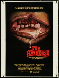 5h0289 FUNHOUSE 30x40 1981 Tobe Hooper, creepy close up of drooling mouth with nasty teeth!