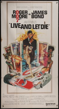 5h0026 LIVE & LET DIE East Hemi 3sh 1973 art of Roger Moore & Bond Girls on tarot cards by McGinnis!