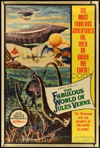 5h0234 FABULOUS WORLD OF JULES VERNE style Y 40x60 1961 Brown art, better than the 1sh, ultra rare!