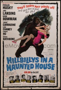 5h0235 HILLBILLYS IN A HAUNTED HOUSE 40x60 1967 country music, art of wacky ape carrying sexy girl!