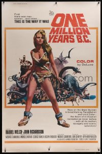 5h0241 ONE MILLION YEARS B.C. 40x60 1967 full-length sexiest prehistoric cave woman Raquel Welch!
