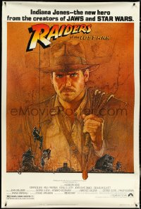 5h0243 RAIDERS OF THE LOST ARK 40x60 1981 great art of adventurer Harrison Ford by Richard Amsel!