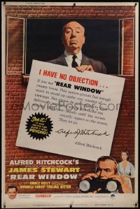 5h0244 REAR WINDOW 40x60 R1962 Alfred Hitchcock shown with Jimmy Stewart & sexy Grace Kelly, rare!