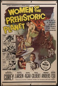 5h0253 WOMEN OF THE PREHISTORIC PLANET 40x60 1966 savage planet women attack female space invaders!