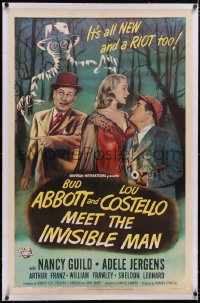 5h0439 ABBOTT & COSTELLO MEET THE INVISIBLE MAN linen 1sh 1951 great art of Bud & Lou with monster!