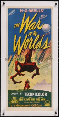 5h0385 WAR OF THE WORLDS linen Aust daybill 1954 H.G. Wells classic, great Richardson Studio art!