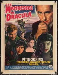 5h0588 BRIDES OF DRACULA linen Belgian 1960 Hammer horror, Peter Cushing as Van Helsing, different!