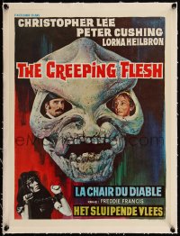5h0602 CREEPING FLESH linen Belgian 1972 Christopher Lee, Peter Cushing, different skull art, rare!