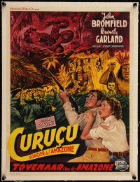 5h0606 CURUCU, BEAST OF THE AMAZON linen Belgian 1956 Universal, Beverly Garland & John Broomfield!
