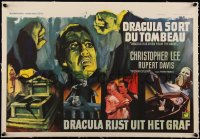 5h0613 DRACULA HAS RISEN FROM THE GRAVE linen Belgian 1969 Hammer, cool Ray art of Christopher Lee!