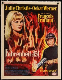5h0616 FAHRENHEIT 451 linen Belgian 1967 Truffaut, Julie Christie, Werner, Ray Bradbury, very rare!