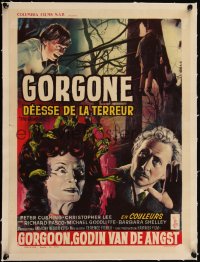 5h0635 GORGON linen Belgian 1964 cool different art of female monster with snake hair, ultra rare!