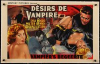 5h0690 PLAYGIRLS & THE VAMPIRE linen Belgian 1963 great different art of monster & sexy girls!