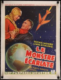 5h0693 PURPLE MONSTER STRIKES linen Belgian 1945 Republic sci-fi serial, great different art, rare!