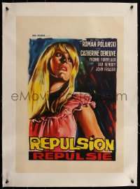 5h0699 REPULSION linen Belgian 1965 Roman Polanski, different art of crazy Catherine Deneuve!