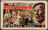 5h0737 X: THE MAN WITH THE X-RAY EYES linen Belgian 1963 different art of Ray Milland in laboratory!