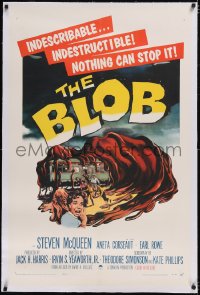 5h0450 BLOB linen 1sh 1958 Steve McQueen, cool art of the indescribable & indestructible monster!