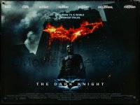 5h0301 DARK KNIGHT DS British quad 2008 Christian Bale as Batman in front of flaming building!
