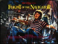 5h0309 FLIGHT OF THE NAVIGATOR British quad 1986 Disney, Wack art of Cramer in spaceship, rare!