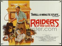 5h0333 RAIDERS OF THE LOST ARK British quad 1981 Brian Bysouth art of adventurer Harrison Ford!