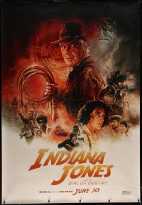 5h0221 INDIANA JONES & THE DIAL OF DESTINY DS bus stop 2023 Tony Stella art of Harrison Ford & cast!