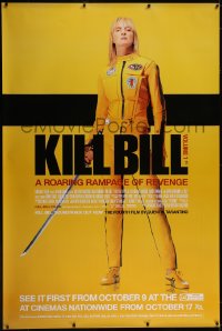 5h0224 KILL BILL: VOL. 1 DS English bus stop 2003 Quentin Tarantino, full-length Uma Thurman w/katana!