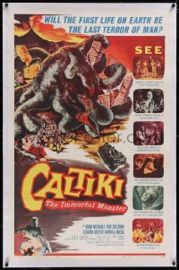 5h0453 CALTIKI THE IMMORTAL MONSTER linen 1sh 1960 the first life on Earth will be man's last terror!