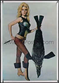 5h0372 BARBARELLA linen 30x42 commercial poster 1968 Fonda & pengfish, recalled for legal problems!