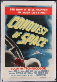 5h0457 CONQUEST OF SPACE linen 1sh 1955 George Pal sci-fi, see how it will happen in your lifetime!