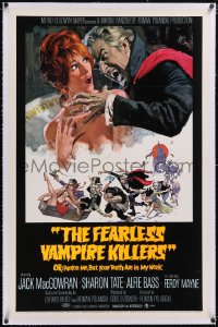 5h0466 FEARLESS VAMPIRE KILLERS linen style B 1sh 1967 great Frank Frazetta art, plus Tate attacked!