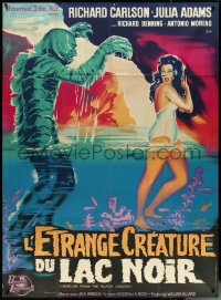 5h0105 CREATURE FROM THE BLACK LAGOON French 1p R1962 great Belinsky art of monster & Julia Adams!