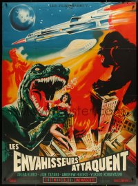 5h0107 DESTROY ALL MONSTERS French 1p 1970 Godzilla, different art with King Kong by Belinsky!