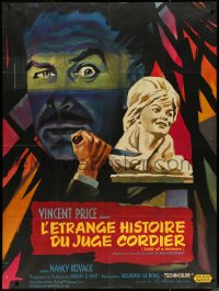 5h0108 DIARY OF A MADMAN French 1p 1963 different Grinsson art of Vincent Price & knife by statue!