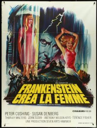 5h0113 FRANKENSTEIN CREATED WOMAN French 1p 1967 Peter Cushing, Susan Denberg, different horror art!