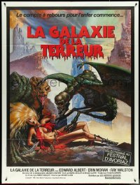 5h0115 GALAXY OF TERROR French 1p 1981 great Charo fantasy artwork of monsters attacking sexy girl!